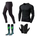 Equipo Termico Remera + Calza + Medias + Guantes Frio Pro