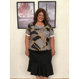 Conjunto Saia E Blusa Social Evangélica Plus Size G1/g2/g3