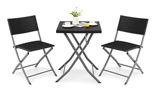  Mesa Y Sillas De Rattan Para Patio, Compatible Con Jardín, 