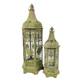 Lanterna Marroquina Verde Rustica Decoração 65/44cm 2pc