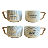 Set 4 Taza 20 Oz Grande Ceramica Optimistic 