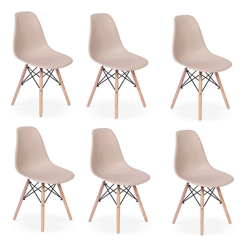 Kit 6 Cadeiras Eames Eiffel Pé Palito Sala De Jantar Allight