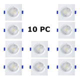 Kit 10 Spot Led Quadrado Embutir 3w Br Quente 3000k Bivolt