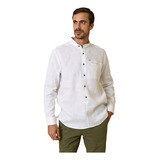 Camisa Para Caballero Marca Ferrioni Manga Larga Blanco Liso