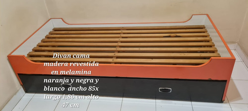 Diván Cama Madera Revestida En Melamina + Cajonera Vintage