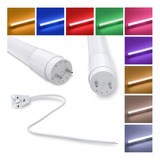 7 Lâmpada Led Tubular T8 Color 18w 120cm Bivolt + 7 Soquetes