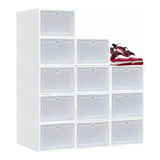 Caja Organizador De Zapatos Apilables 12 Piezas Blanco