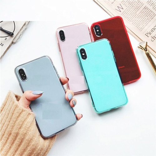 Funda Antigolpes Transparente Colores Compatible Con iPhone 