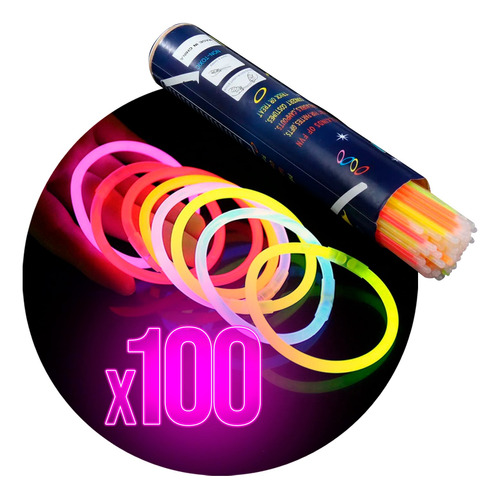 Pulseras Luminosas Quimicas Neon Cotillon X100 Unidades