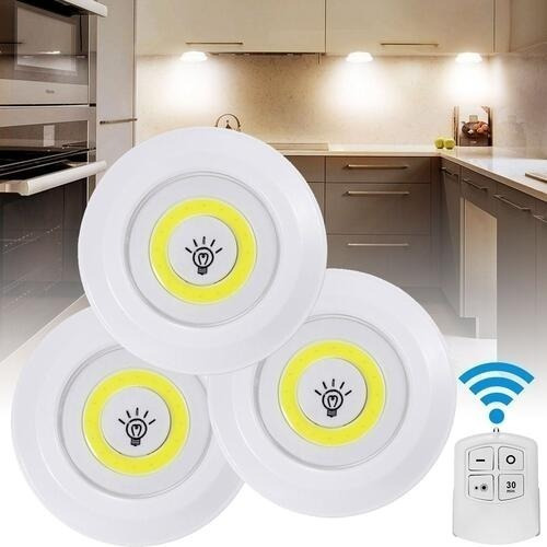 Kit 3 Lâmpadas Luminária Led Spot Sem Fio Controle Remoto Cor Branco