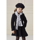 Casaco Infantil Feminino Plush Preto Cachecol