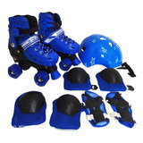 Kit Patins Infantil Roller Quad Regulável Azul Promoção!!!