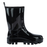 Bota Lluvia De Mujer Track Corta Pink By Price Shoes Negro
