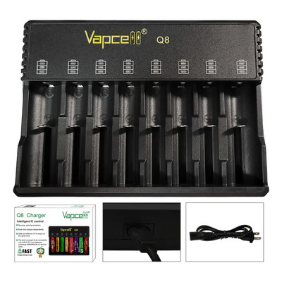 Cargador Vapcell Q8 Baterías de Litio 8 Ranuras 18650 20700 21700 26650 | Envío gratis