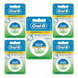 Kit 5 Fio Dental Oral-b Essential Floss Encerado Menta 50m