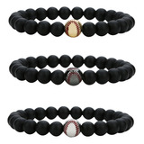 3 Pulseras De Cobre Con Cuentas De Béisbol Esmeriladas