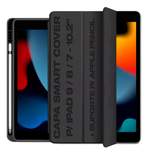 Capa Smart Cover Compatível iPad 7a, 8a E 9a Geração/ 10.2 