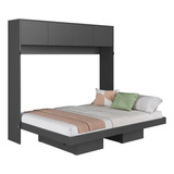 Cama Casal Hanover Articulável Horizontal 4 Portas Grafite