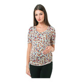 Blusa Maternidad Cuello Redondo Floreada - Materflores