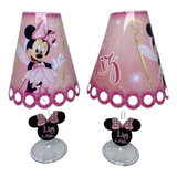 Abajur Com Led Para Festa Infantil - Minnie Rosa Kit C/ 5und