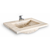 Bacha Marmol Travertino 60cm + Monocomando Lavatorio Baño