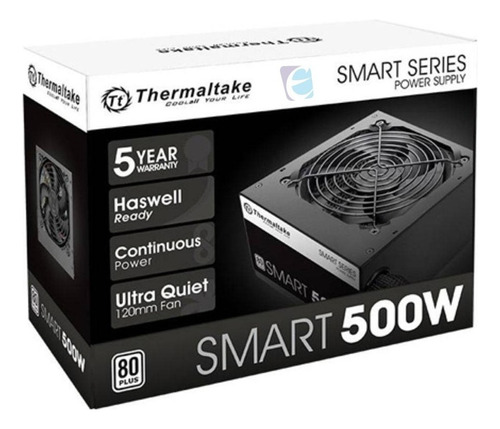 Fonte Atx Thermaltake 500w Smart 80 Plus White Pfc Ativo