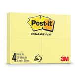 Post-it 3m Amarelo 38mm X 50mm-pcte Com 04 Unidades C/100fls