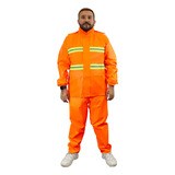 Traje Impermeable Naranja Para Motociclista Con Reflejante 