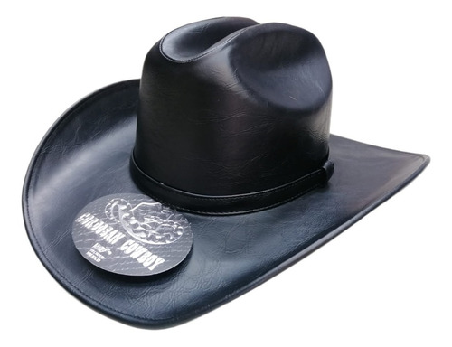 Sombrero Vaquero Texana Negro Piel Malboro Ajustable 