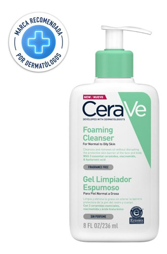 Gel Limpiador Espumoso Cerave 473 Ml Piel Normal A Grasa