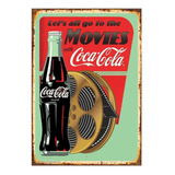 1 Cartel Letrero Cuadro Metalico Coca Cola Movies 40x28  