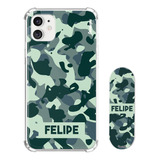 Kit Capa Personalizada + Suporte Celular Camuflado Army