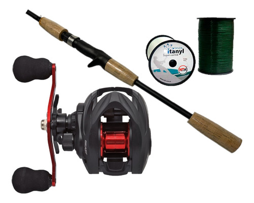 Combo Pesca Baitcasting Reel Huevito Rotativo + Caña 1.80m