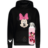 Poleron Minnie Mouse + Botella De Agua En Aluminio - Ratoncita - Disney - Full Color - Dibujos Animados - Raton - Estampaking