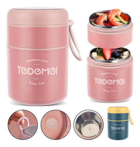 Lonchera Termica Doble Capa Bento Acero Inoxidable 710ml