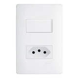 1 Interruptor Simples + Tomada 10a Habitat Branco Fame 2100