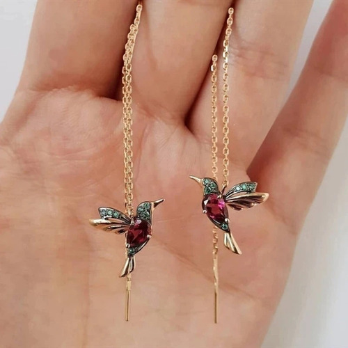 Colibrí Con Strass En Collar Aros Caravanas. Unidad