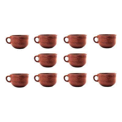10 Tazas De Barro Rojo De Oaxaca Diseño Tradicional 350ml | Meses sin interés
