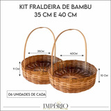 Kit 12 Cestas De Bambu P/ Café Da Manhã Natal 35cm E 40cm