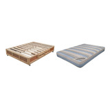 Base Cama Grecia Individual Natural Con Colchon Montecarlo