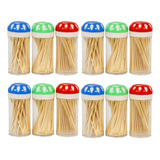 12unidades Palillero Plastico X 100 Escarbadientes De Bamboo