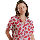 Blusa Cuello Camisero Holly Land Rojo Flores De Mujer Nw30