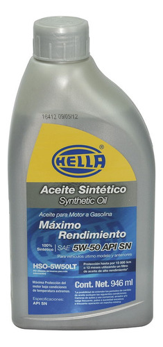 Aceite Hella Synthetic Oil 5w50 1lt
