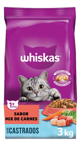 Whiskas Gatos Castrados Mix De Carnes X 3kg