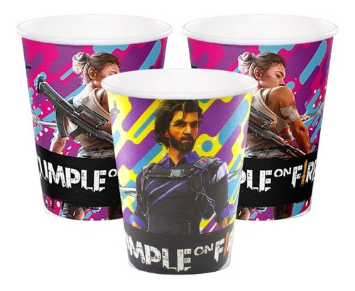 Pack 6 Uds Vaso De Cartón Con Diseño Free Fire