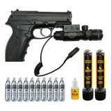 C11 6.0 Pistola Airgun Co2 6mm + Mira Laser + Kit Balas Aço