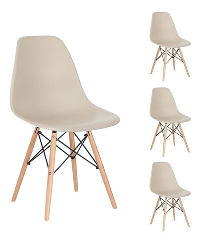 Kit 4 Cadeiras Charles Eames Wood Design Eiffel Várias Cores