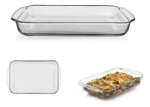 Refractario Bandeja Rectangular Hornear Vidrio Templado 2.7l