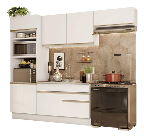 Armario De Cocina Completo 270cm Glamy Madesa 15 Color Blanco