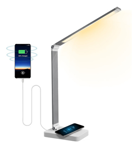 Wbm Smart Lampara De Mesa Led Plegable Con Cargador Inalambr